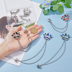 6Pcs 6 Colors Rhinestone Crown Hanging Chain Brooches&nbsp;JEWB-HY0001-30