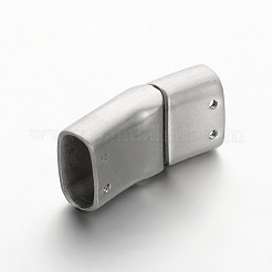 Tarnish Resistant Rectangle 304 Stainless Steel Matte Surface Magnetic Clasps with Glue-in Ends&nbsp;STAS-M195-06