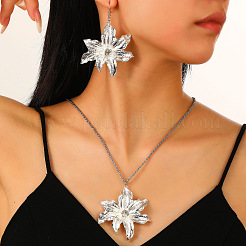 Flower Alloy Rhinestone Dangle Earrings & Pendant Necklaces Sets for Women&nbsp;FS-WG33D9D-06