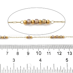 Handmade 304 Stainless Steel & Glass Beaded Chains&nbsp;CHS-L031-01G-03