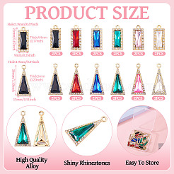 120Pcs 12 Colors Zinc Alloy Glass Pendants&nbsp;ALRI-TA0001-35