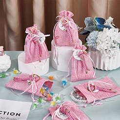 Rectangle Polyester Imitation Burlap Packing Pouches Drawstring Bags&nbsp;ABAG-AB00002
