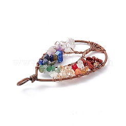 7 Chakra Teardrop Natural Mixed Stone Copper Wire Wrapped Chip Big Pendants&nbsp;G-E195-11R-02