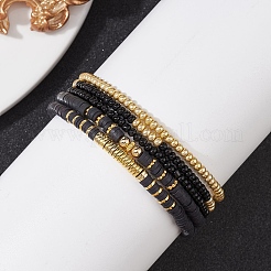 5Pcs 5 Style Polymer Clay Disc & Synthetic Hematite & Seed Beaded Stretch Bracelets Set&nbsp;BJEW-JB09685-02