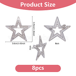 8Pcs Star Alloy Rhinestone Lapel Pinks for Backpack Clothes&nbsp;JEWB-DC0001-35P