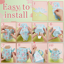 12Pcs 4 Colors Tea Pot Shaped Paper Flower Boxes for Centerpiece&nbsp;CON-WH0086-181