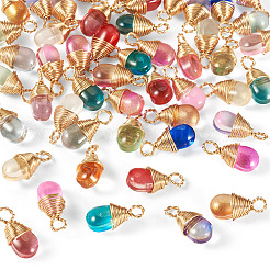 50Pcs Imitation Jade Glass Pendants&nbsp;PALLOY-TAC0219