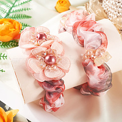 2Pcs 2 Styles Chic Solid Color French Satin Pigtail Hair Tie for Elegant Hairstyles&nbsp;OHAR-TA0001-09