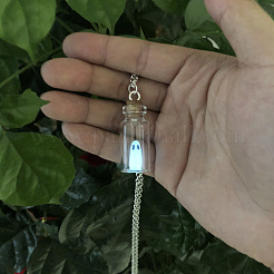 Halloween Luminous Ghost Glass Drift Bottle Pendant Necklaces & Dangle Earrings Sets&nbsp;FS-WG90D60-01
