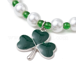 Alloy Enamel Clover Charm Bracelets&nbsp;BJEW-JB11191