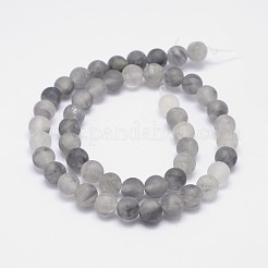 Frosted Natural Cloudy Quartz Round Beads Strands&nbsp;G-F255-02-8mm