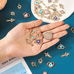 40Pcs 20 Styles Evil Eye Zinc Alloy Enamel Connector Charms&nbsp;ENAM-TA0001-37