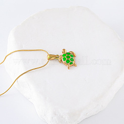 3Pcs Stainless Steel Lime Green Enamel Ocean Turtle Pendant Necklaces&nbsp;FE9863