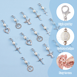 50Pcs 5 Styles Cross Acrylic & Alloy Pendant Decoration&nbsp;HJEW-DC00016