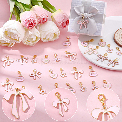 30Pcs 6 Styles Alloy Pink Enamel Pendant Decorations&nbsp;HJEW-BM00017
