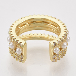 Brass Micro Pave Cubic Zirconia Cuff Earrings&nbsp;ZIRC-Q022-027G-NF