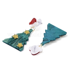 Glitter Hat Christmas Tree Acrylic Dangle Stud Earrings&nbsp;EJEW-L203-12C