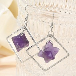 Rhombus Brass Dangle Earrings&nbsp;EJEW-D360-01P