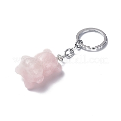 Natural Rose Quartz Pendant Keychains&nbsp;KEYC-P011-02P-06