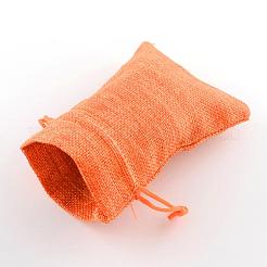 Polyester Imitation Burlap Packing Pouches Drawstring Bags&nbsp;ABAG-R005-9x7-11