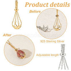 2Pcs 2 Colors Brass Pearl Cage Pendant Mounting&nbsp;KK-DR0001-01