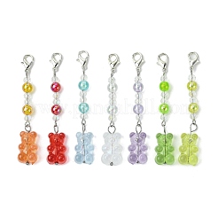 7Pcs 7 Colors Bear Acrylic Pendant Decorations&nbsp;HJEW-JM02715