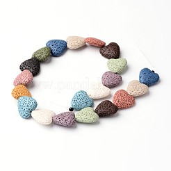 Dyed Heart Synthetic Lava Rock Beads Strands&nbsp;G-F259-06
