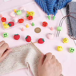 20Pcs 5 Styles Strawberry Synthetic Rubber Knitting Needle Point Protectors&nbsp;FIND-GA0008-11