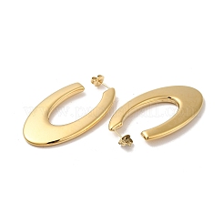 Ion Plating(IP) 304 Stainless Steel Oval Stud Earrings&nbsp;EJEW-Z022-25G