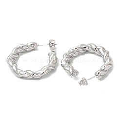Non-Tarnish 304 Stainless Steel Rope Ring Stud Earrings&nbsp;EJEW-B026-21P