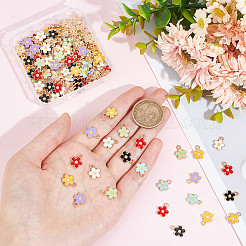140Pcs 7 Colors Alloy Enamel Charms&nbsp;ENAM-HY0003-03