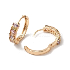 Brass with Colorful Glass Hoop Earrings&nbsp;EJEW-M238-44KCG