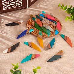 20Pcs 10 Colors Transparent Resin & Walnut Wood Big Pendants&nbsp;RESI-TA0001-73