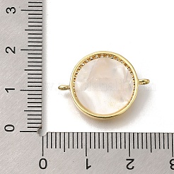 Brass Micro Pave Clear Cubic Zirconia Flat Round Saint Benedict Connector Charms&nbsp;X-KK-R002-29G