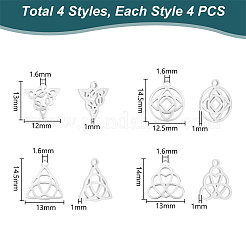 16Pcs 4 Styles 316 Surgical Stainless Steel Charms&nbsp;STAS-UN0058-25