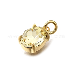 Oval Brass with Glass Charms&nbsp;KK-G525-08G