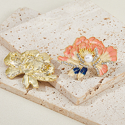6pcs Peony Flower Enamel Pins&nbsp;JEWB-FH0002-10