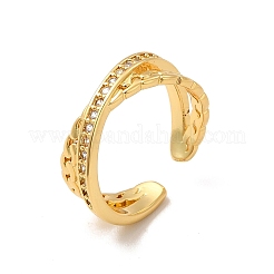 Cubic Zirconia Criss Cross Open Cuff Ring&nbsp;RJEW-A015-05G