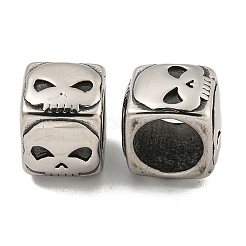 316 Surgical Stainless Steel with Rhinestone Large Hole Cube Beads Hand Polished&nbsp;STAS-Q326-08AS-04