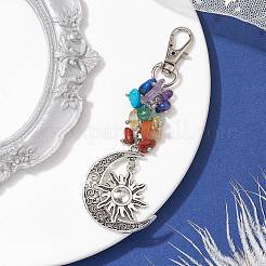 4Pcs 4 Styles Natural & Synthetic Mixed Gemstone Chip Pendant Decorations&nbsp;HJEW-JM01685-S