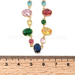 Brass Pave Colorful Cubic Zirconia Geometric Link Chain Necklaces&nbsp;NJEW-C111-03B