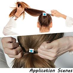 3Pcs Column Alloy & Resin Imitation Synthetic Turquoise Hair Ties&nbsp;OHAR-CY0001-09