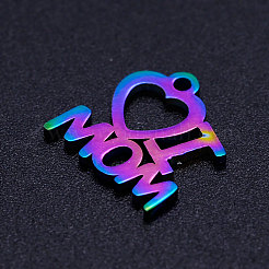 Mother's Day Ion Plating(IP) 201 Stainless Steel Charms&nbsp;STAS-Q201-JN173