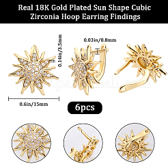 3 Pairs Sun Shape Clear Cubic Zirconia Hoop Earrings&nbsp;EJEW-BBC0001-21