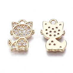 Brass Micro Pave Clear Cubic Zirconia Charms&nbsp;KK-Q764-016