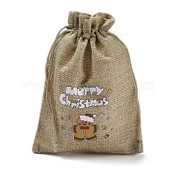 Christmas Printed Burlap Packing Pouches Drawstring Bags&nbsp;ABAG-Q053-02B-06