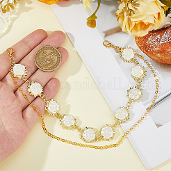 Alloy with Plastic Pearl and Brass Boot Strap Chains&nbsp;HJEW-HS00060