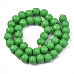 Painted Natural Wood Beads Strands&nbsp;WOOD-S053-54E