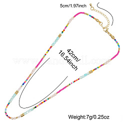 4Pcs 4 Styles Ethnic Style Rainbow Color Square Natural Shell & Glass & Glass Seed Beaded Necklaces for Women&nbsp;BO1499-1