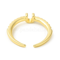 Clear Cubic Zirconia Initial Letter Open Cuff Ring&nbsp;RJEW-H120-09G-U